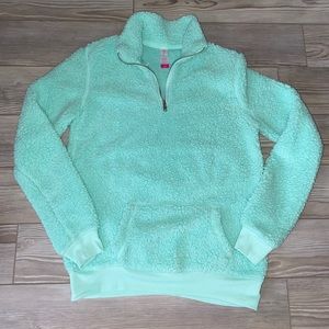 Mint Green Fuzzy Quarter Zip
